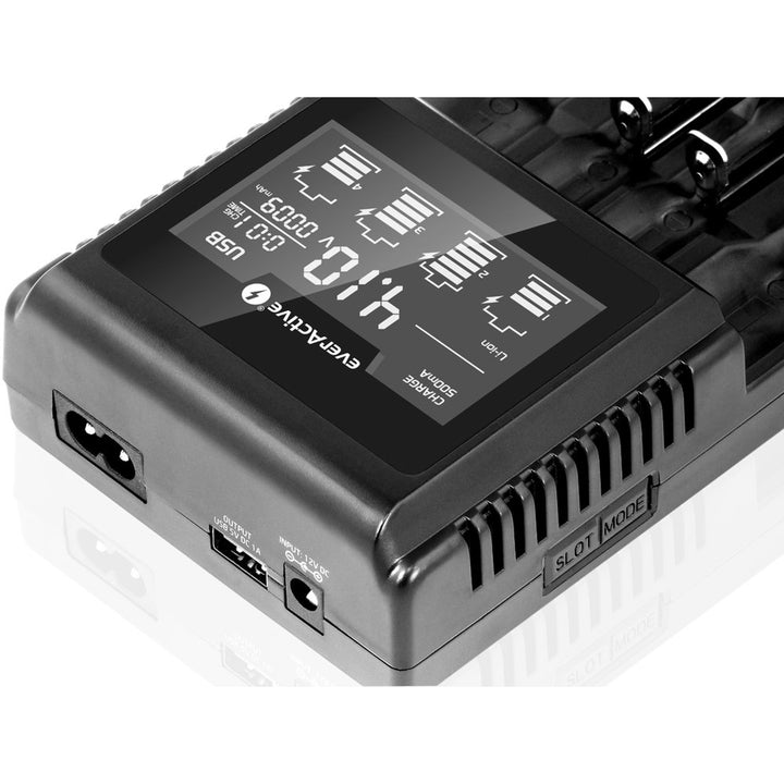 Caricabatterie per batterie cilindriche Li-ion e Ni-MH everActive UC-4000 ricaricabili