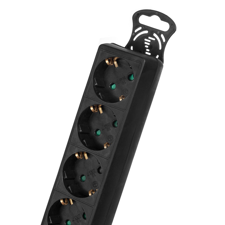 Prolunga ciabatta 5 prese con interruttore nero tipo tedesco 5m Maclean Energy MCE227G 3500W