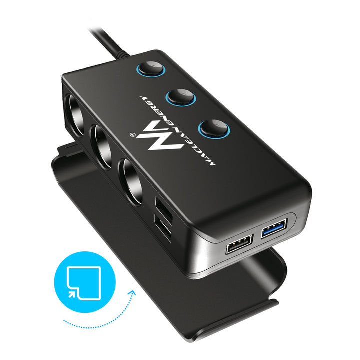 Splitter per presa accendisigari, voltmetro, 3 prese accendisigari, 1x Charge Quick 3.0, 3xUSB 6.8A, 1x Power Delivery 18W, Maclean MCE218, Max 120W
