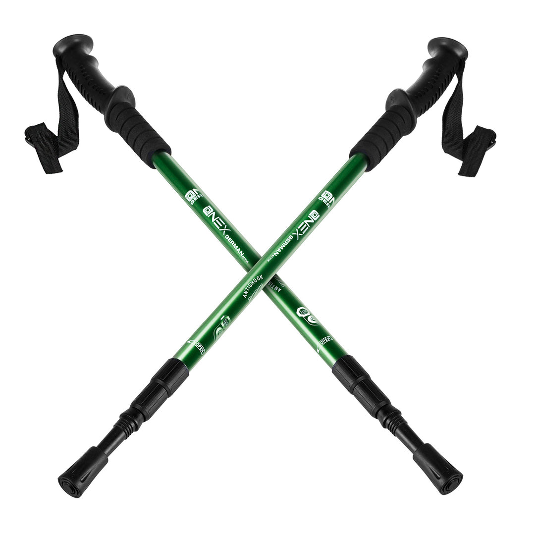 Bastoni da nordic walking in alluminio, telescopici, verdi, da 65 a 135 cm