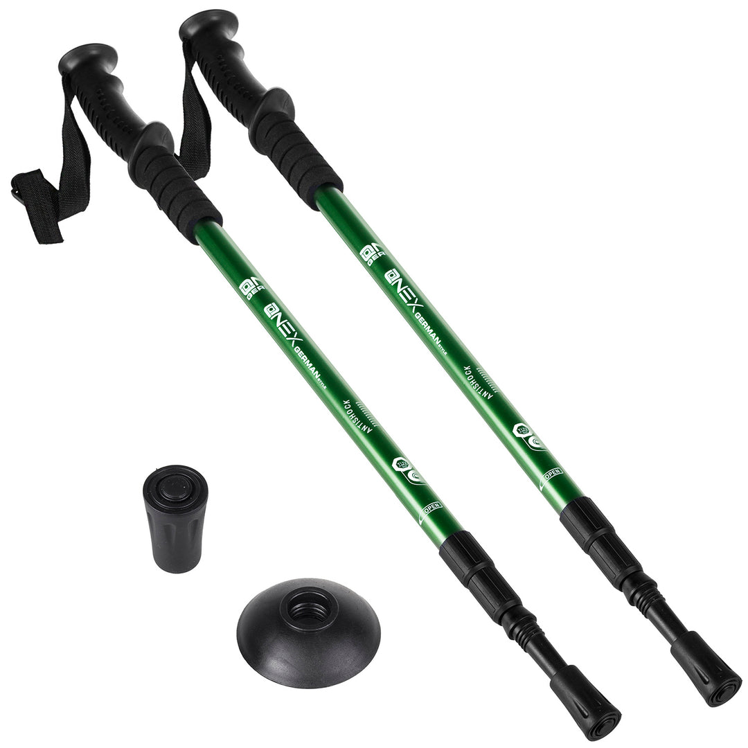 Bastoni da nordic walking in alluminio, telescopici, verdi, da 65 a 135 cm