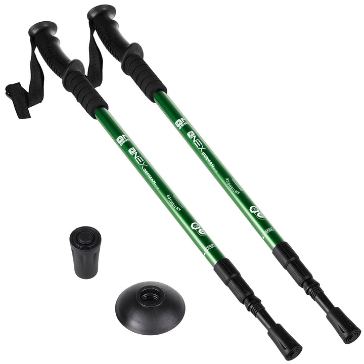 Bastoni da nordic walking in alluminio, telescopici, verdi, da 65 a 135 cm