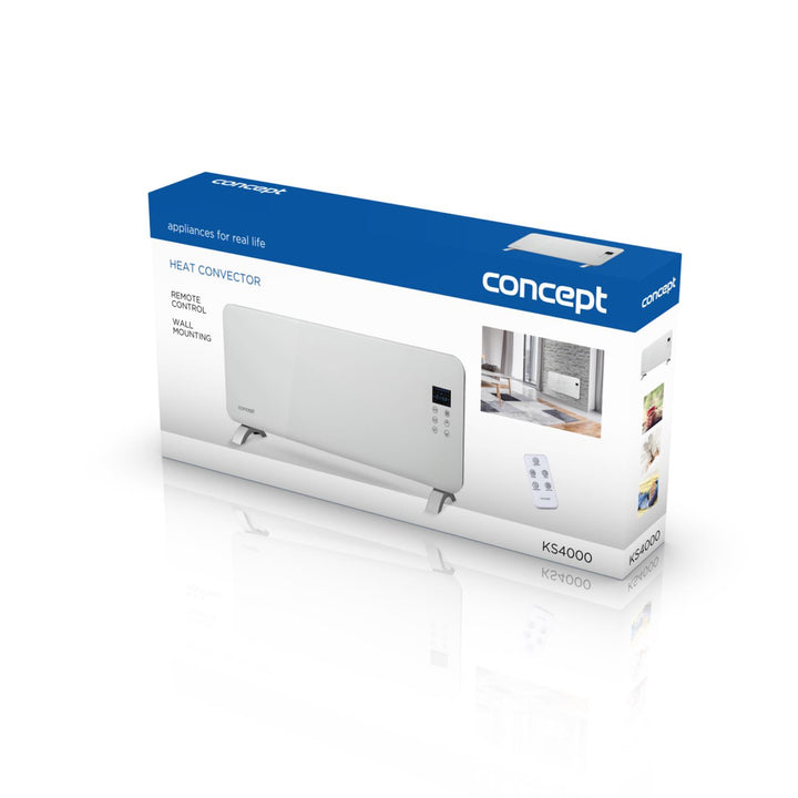 Convettore elettrico temperato in vetro Concept KS4000 bianco