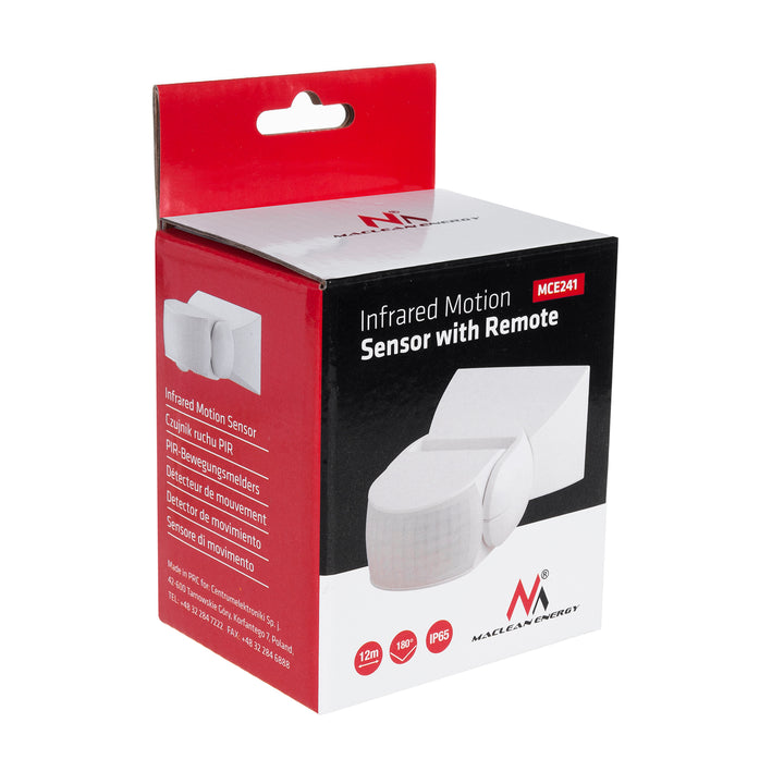 Sensore di movimento a infrarossi con telecomando IP65, max 800 W (lampadina), max 1200 W (LED) MCE241 Maclean Energy