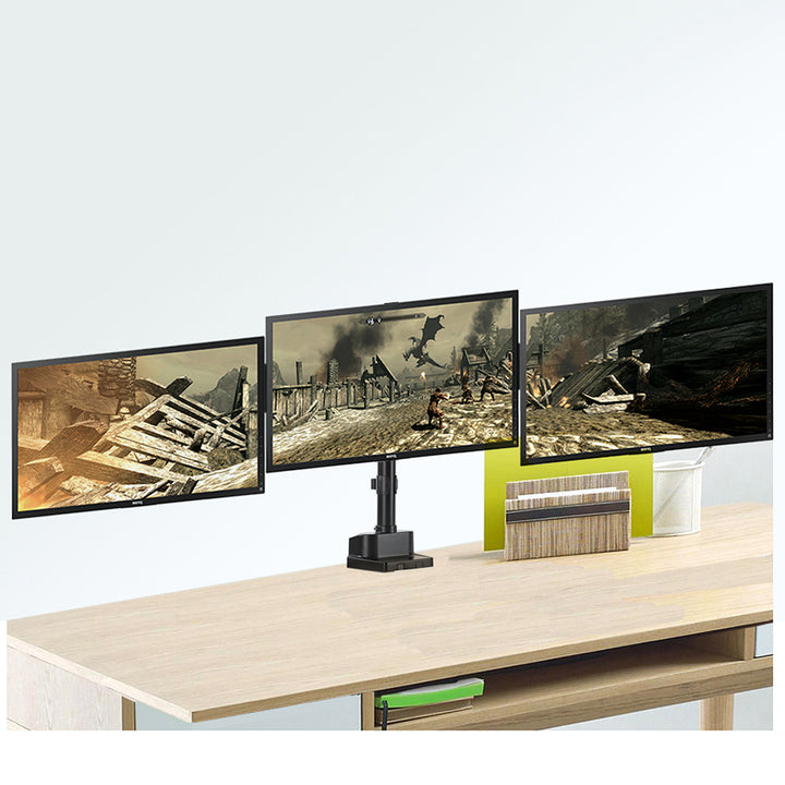 Supporto da tavolo per 3 monitor LED LCD con 2x USB 3.0 17-27 "3x7kg VESA 75x75 e 100x100 Maclean MC-811