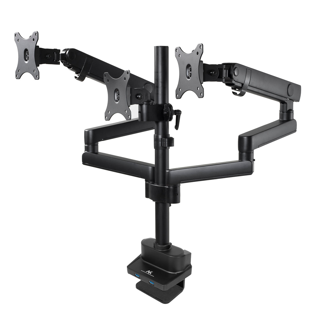 Supporto da tavolo per 3 monitor LED LCD con 2x USB 3.0 17-27 "3x7kg VESA 75x75 e 100x100 Maclean MC-811