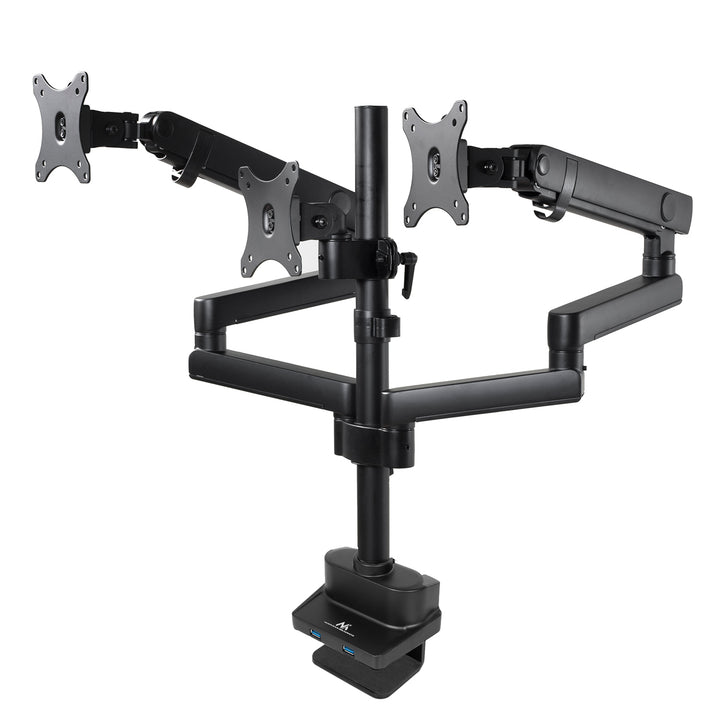 Supporto da tavolo per 3 monitor LED LCD con 2x USB 3.0 17-27 "3x7kg VESA 75x75 e 100x100 Maclean MC-811