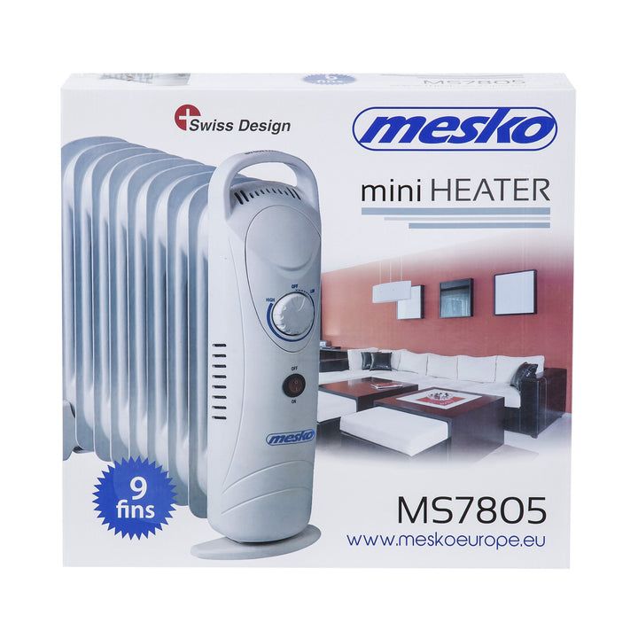 Riscaldatore ad olio Mesko, 9 alette, 1000W, controllo della temperatura, grigio, MS 7805