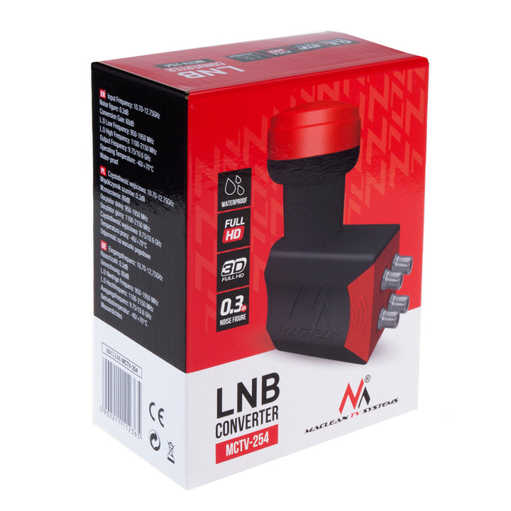 Convertitore satellitare LNB quad Maclean Premium MCTV-254