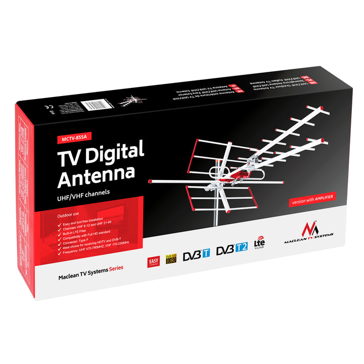 Maclean MCTV-855 Antenna esterna TV attiva  DVB-T Combo UHF VHF max 100dBμV