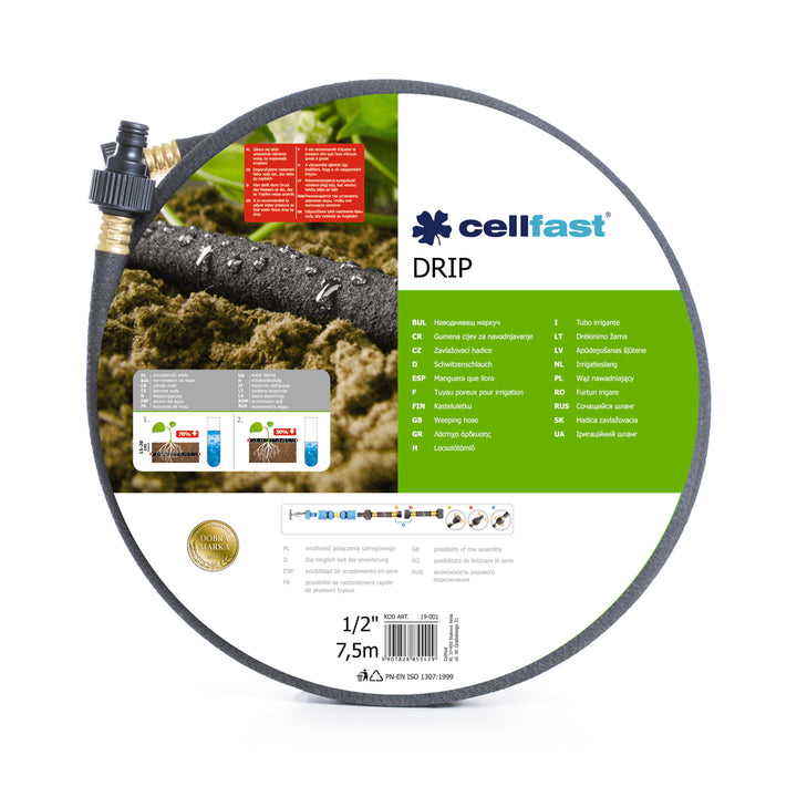 Tubo flessibile per annaffiare Cellfast Drip 1/2 "7,5m - Irrigazione economica e precisa delle piante
