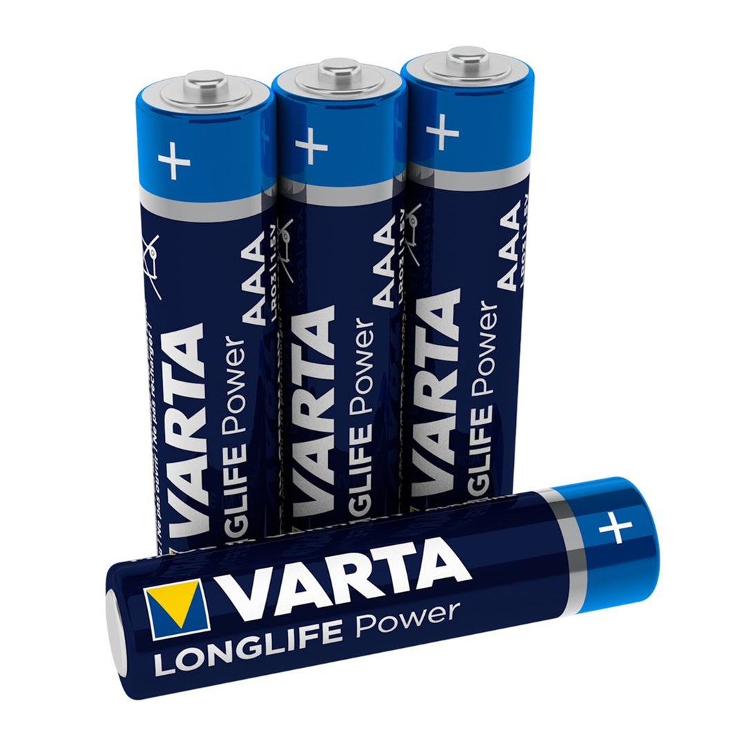 4 batterie alcaline AAA R3 LR3 di Varta Longlife Power