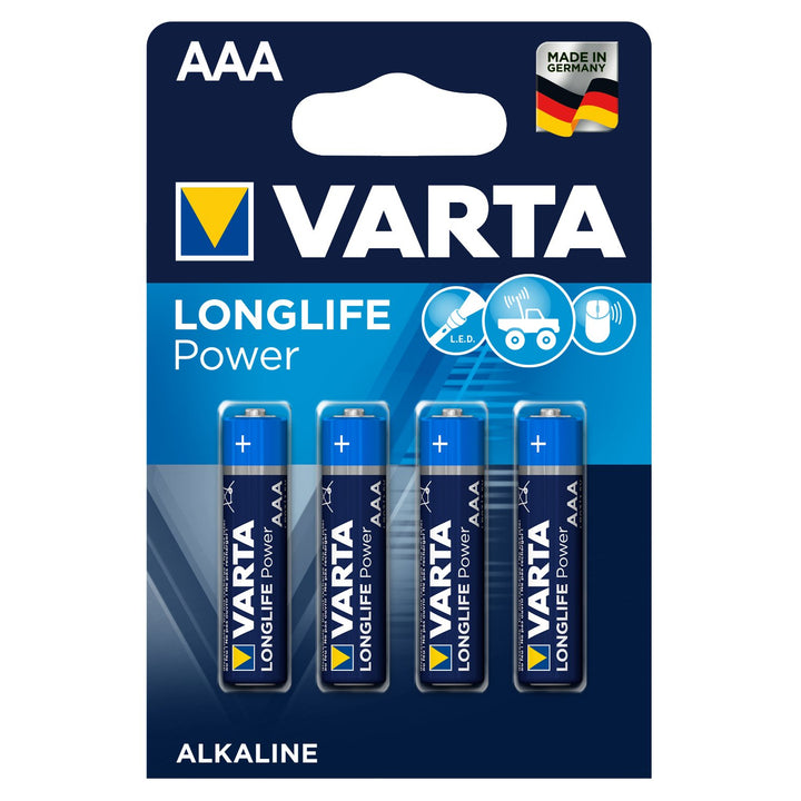 4 batterie alcaline AAA R3 LR3 di Varta Longlife Power