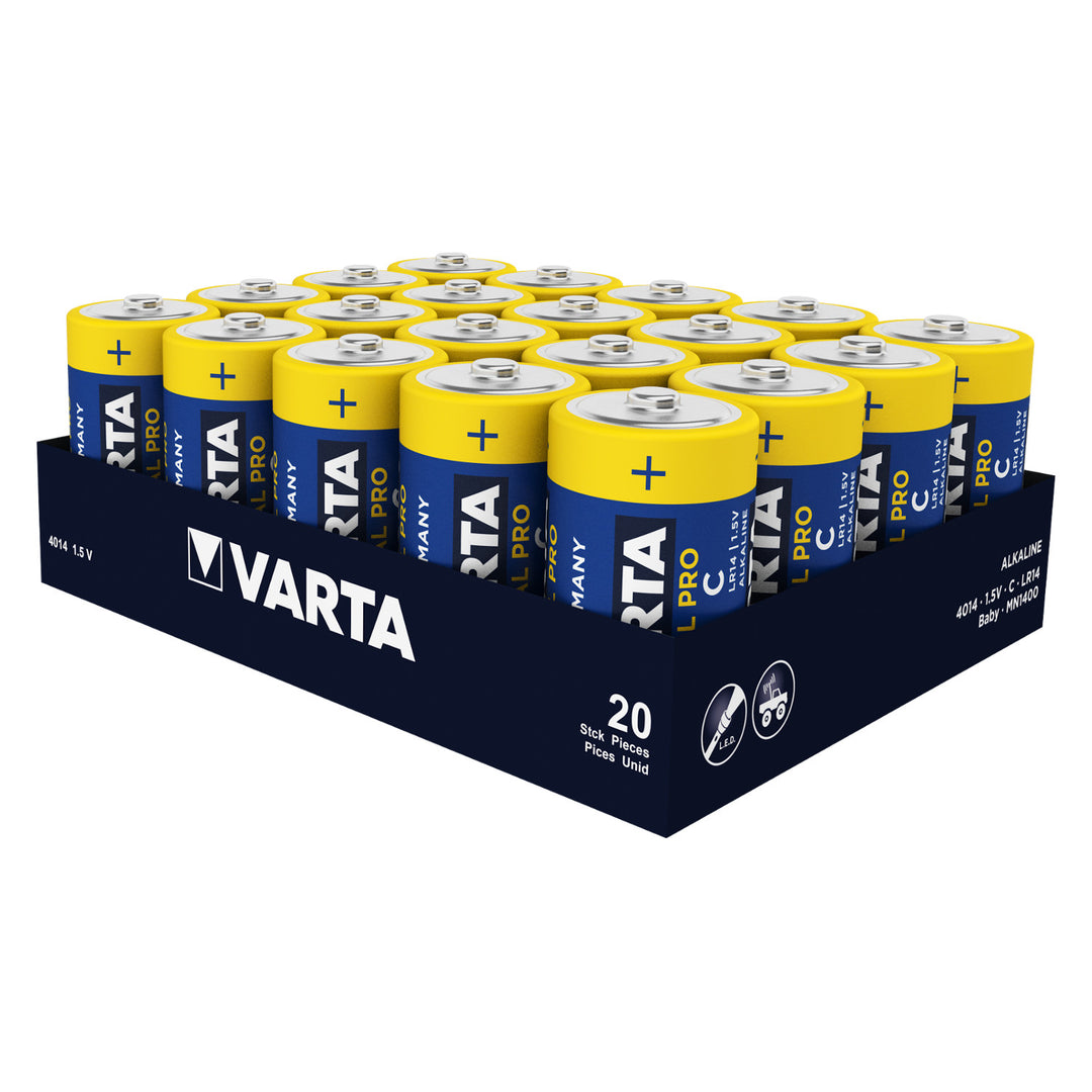 20x batterie alcaline Varta Industrial R14/C Foil 2 pezzi