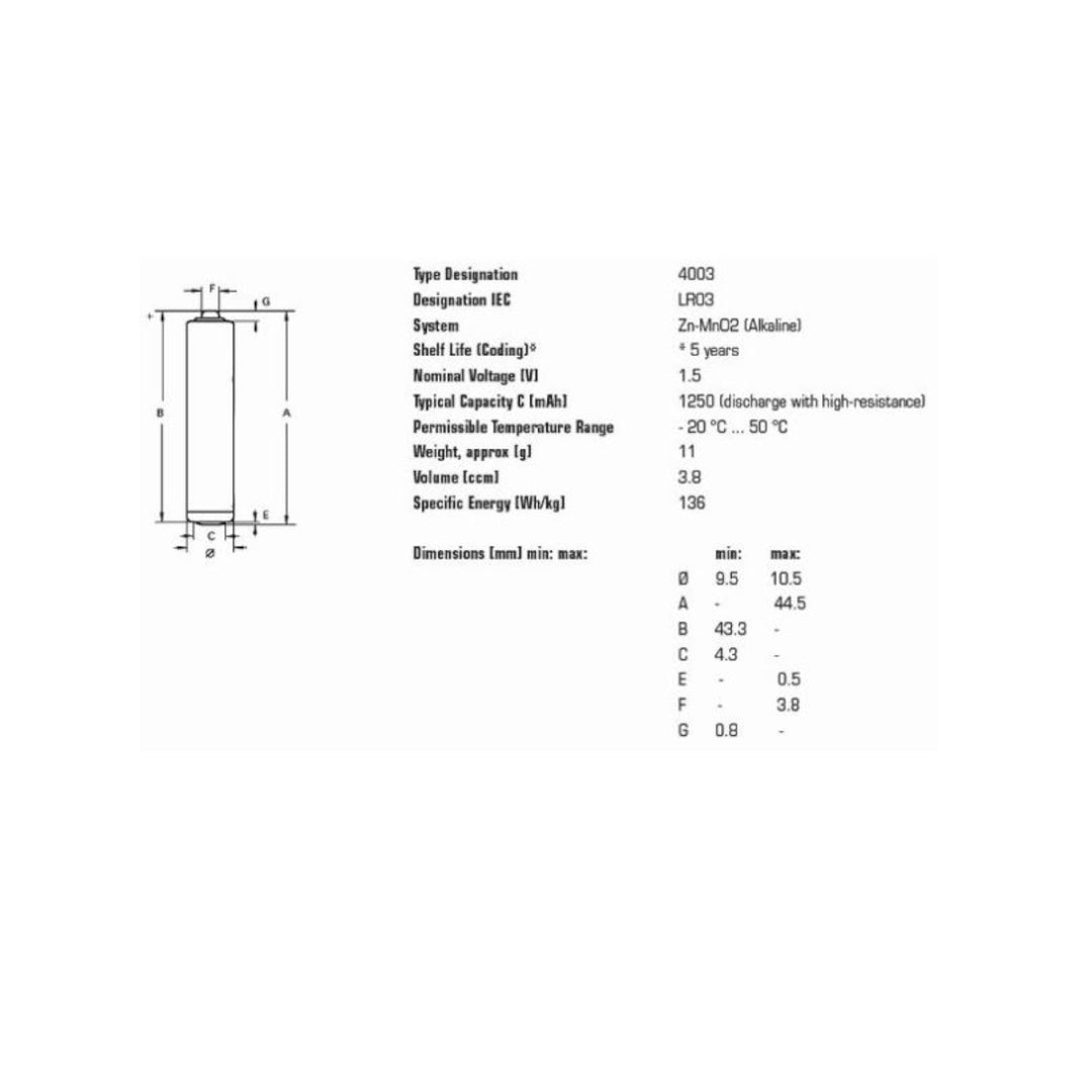 40x batteria alcalina Varta Industrial LR03/AAA a foglio