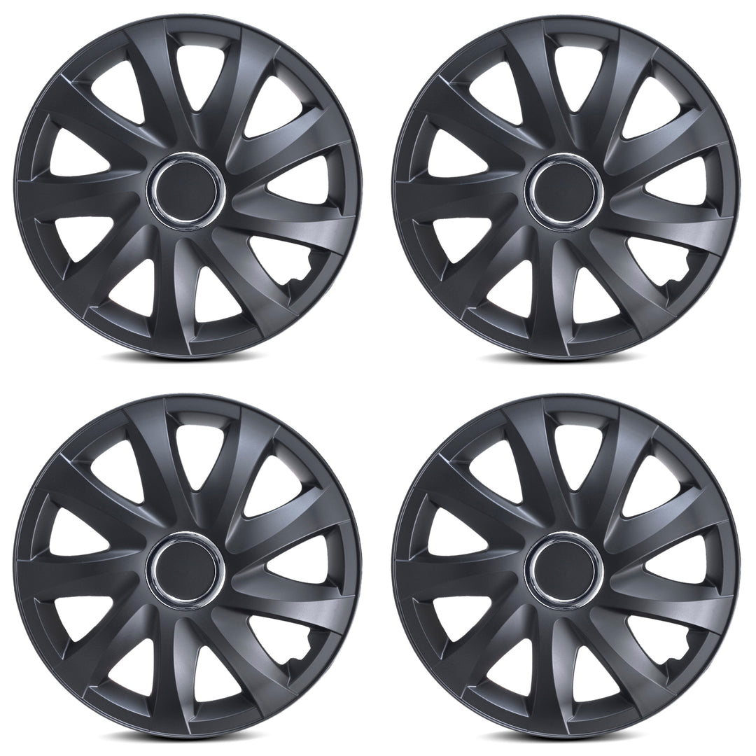 Coprimozzi universali 16" NRM DRIFT nero opaco 4 pezzi