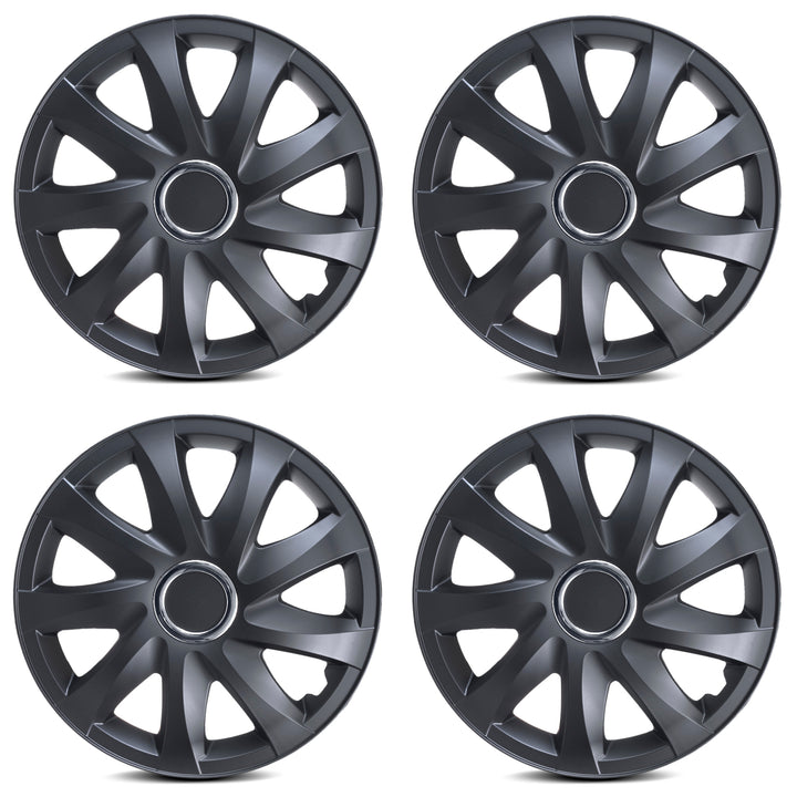 Coprimozzi universali 16" NRM DRIFT nero opaco 4 pezzi