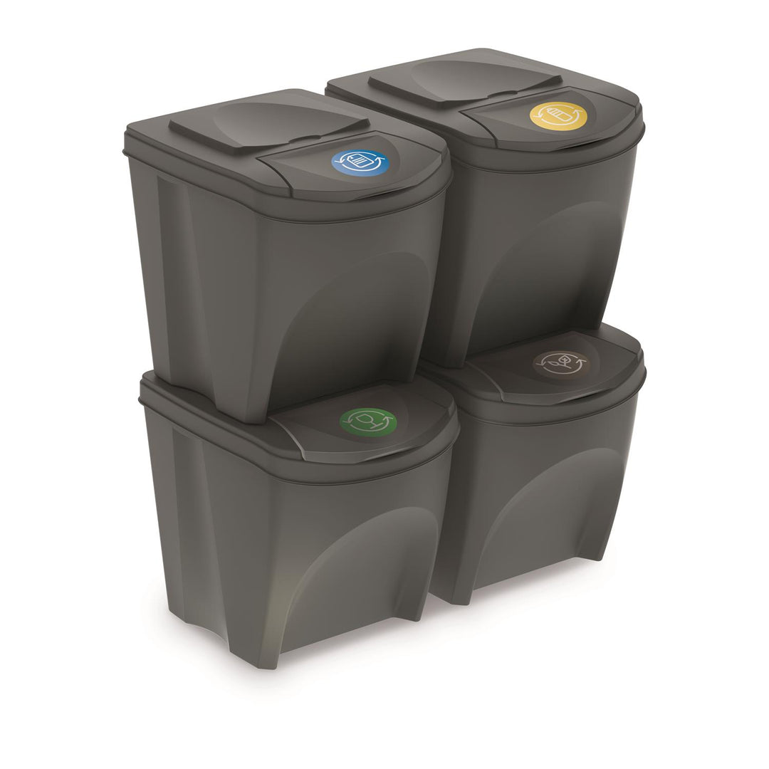 Set di contenitori per la raccolta differenziata Sortibox 4x25L grigio