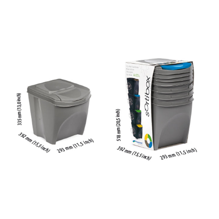 Set di contenitori per la raccolta differenziata Sortibox 4x25L grigio