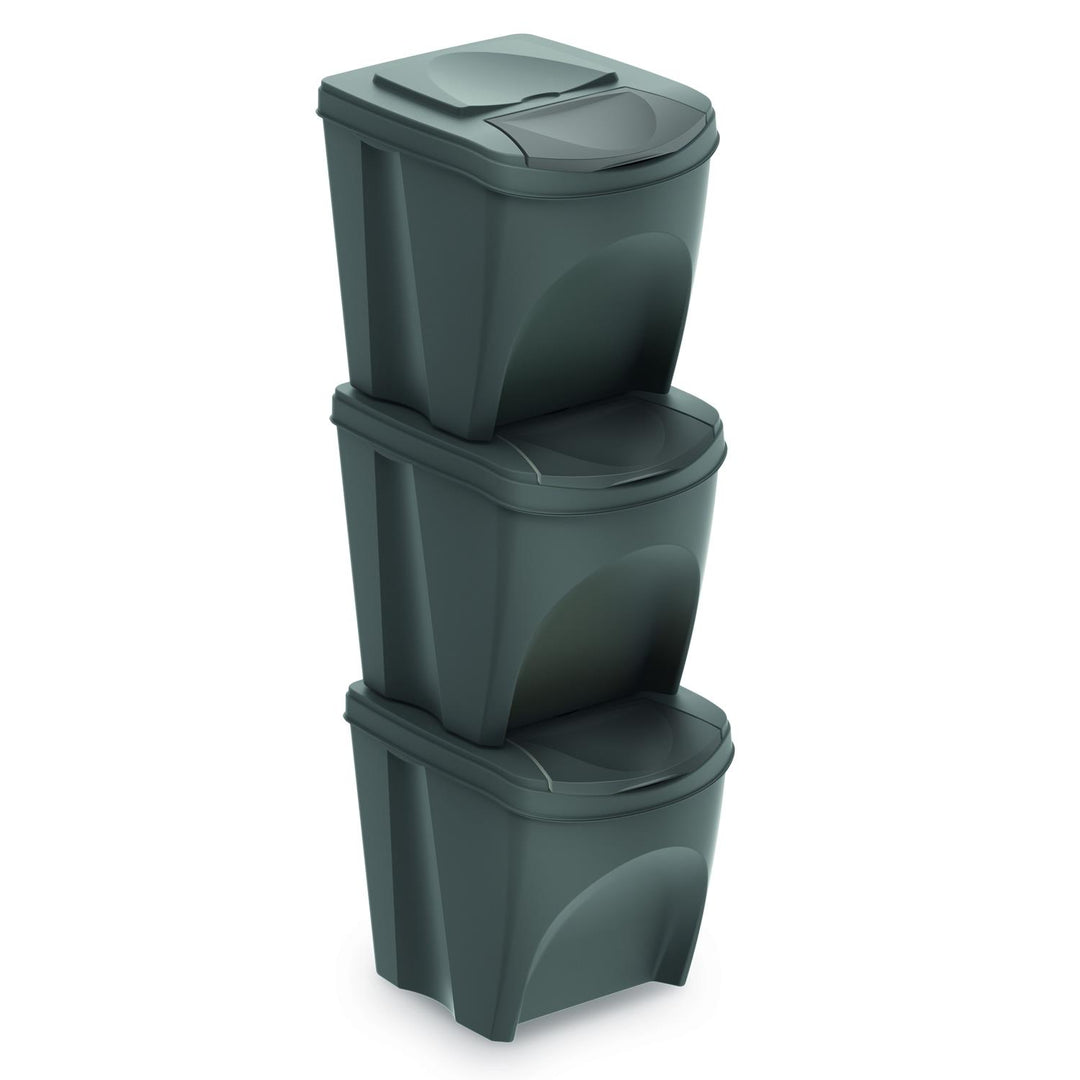 Set di cestini per contenitori di smistamento Sortibox 3x20L grigio