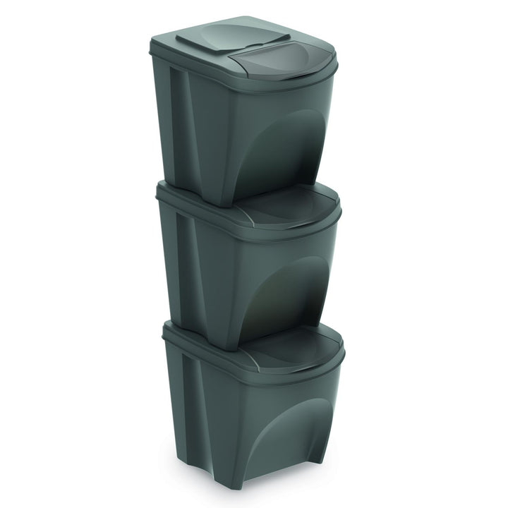 Set di cestini per contenitori di smistamento Sortibox 3x20L grigio