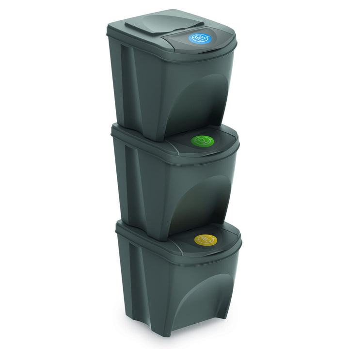 Set di cestini per contenitori di smistamento Sortibox 3x20L grigio