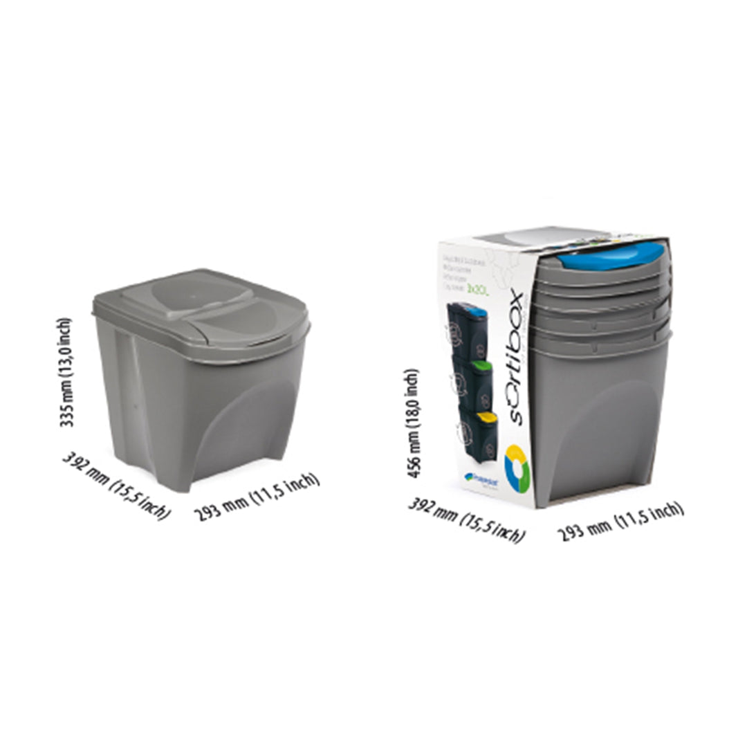 Set di cestini per contenitori di smistamento Sortibox 3x20L grigio