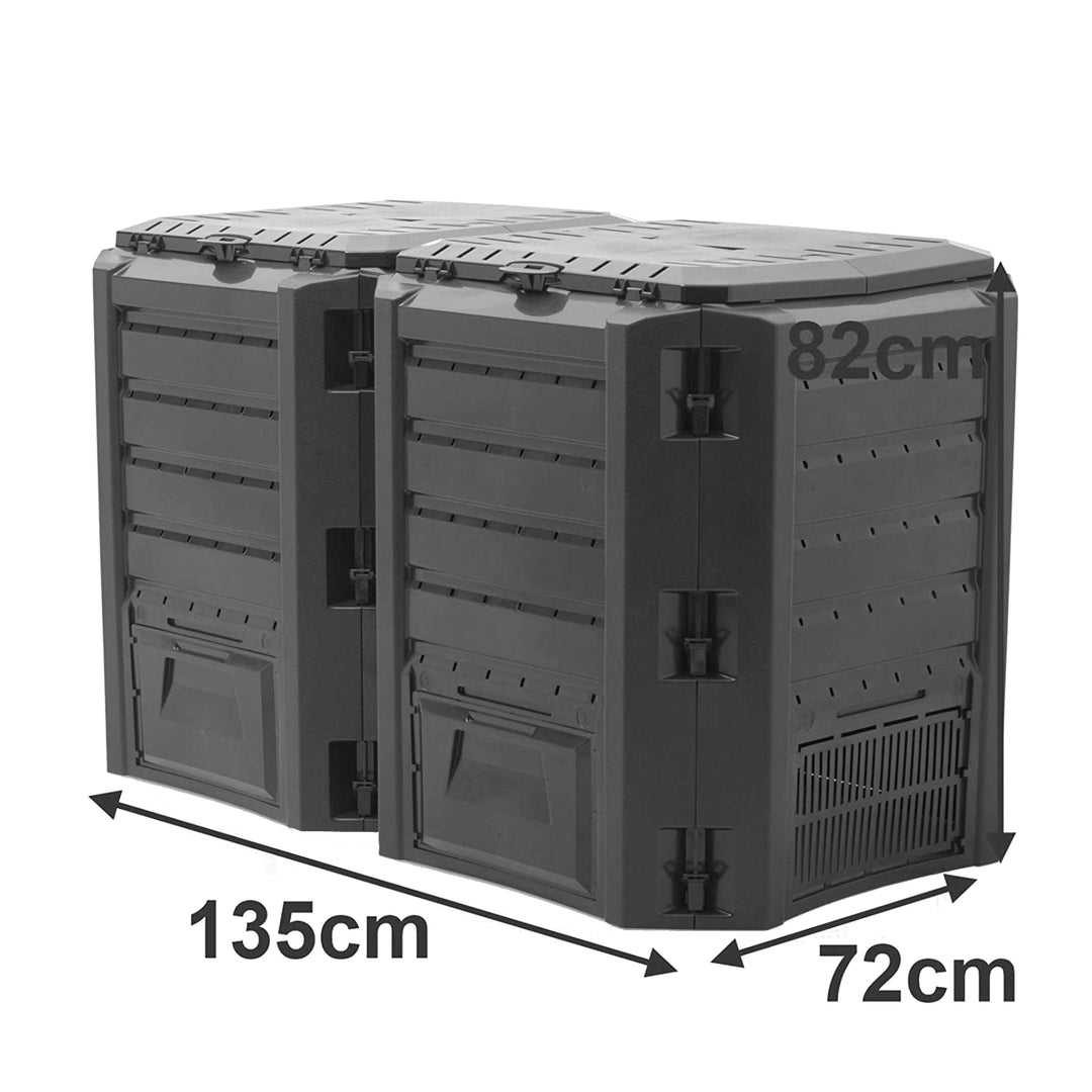 Prosperplast Compostiera doppia modulare 800L 826x719x1350 mm Resistente