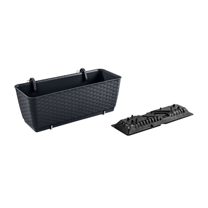 Fioriera rettangolare con ganci Prosperplast Ratolla PW DRL400PW S433 antracite