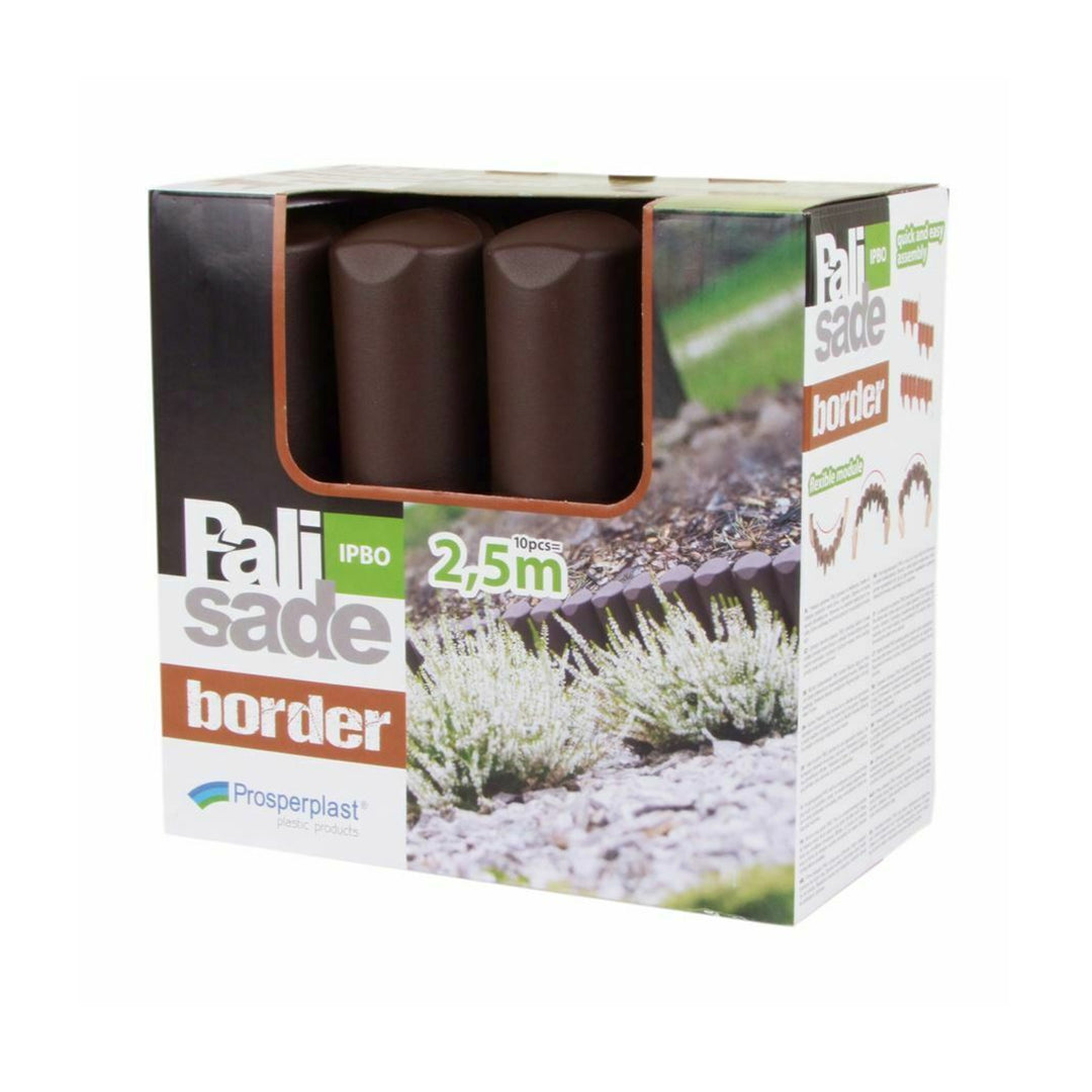 Bordo del giardino Palisade IPBO 2,5m marrone 10 elementi