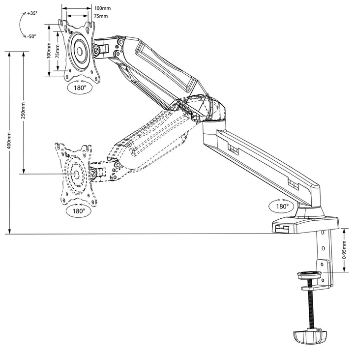 Supporto per monitor nero Maclean MC-860 13"-27" 8kg