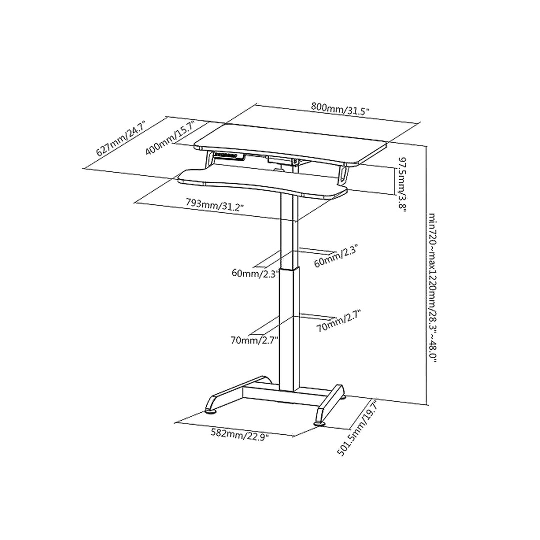 Scrivania elettrica, tavolo, postazione di lavoro, regolazione in altezza, Maclean MC-835 altezza massima 122 cm max 37 kg - per lavoro in posizione verticale