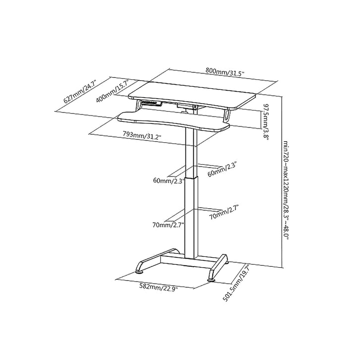 Scrivania elettrica, tavolo, postazione di lavoro, regolazione in altezza, Maclean MC-835 altezza massima 122 cm max 37 kg - per lavoro in posizione verticale
