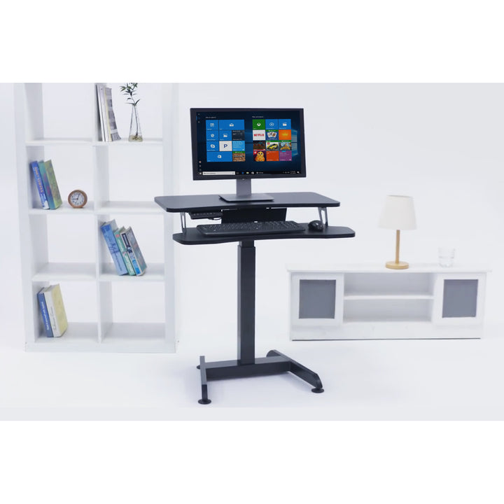 Scrivania elettrica, tavolo, postazione di lavoro, regolazione in altezza, Maclean MC-835 altezza massima 122 cm max 37 kg - per lavoro in posizione verticale