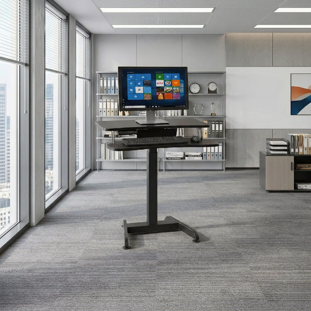 Scrivania elettrica, tavolo, postazione di lavoro, regolazione in altezza, Maclean MC-835 altezza massima 122 cm max 37 kg - per lavoro in posizione verticale