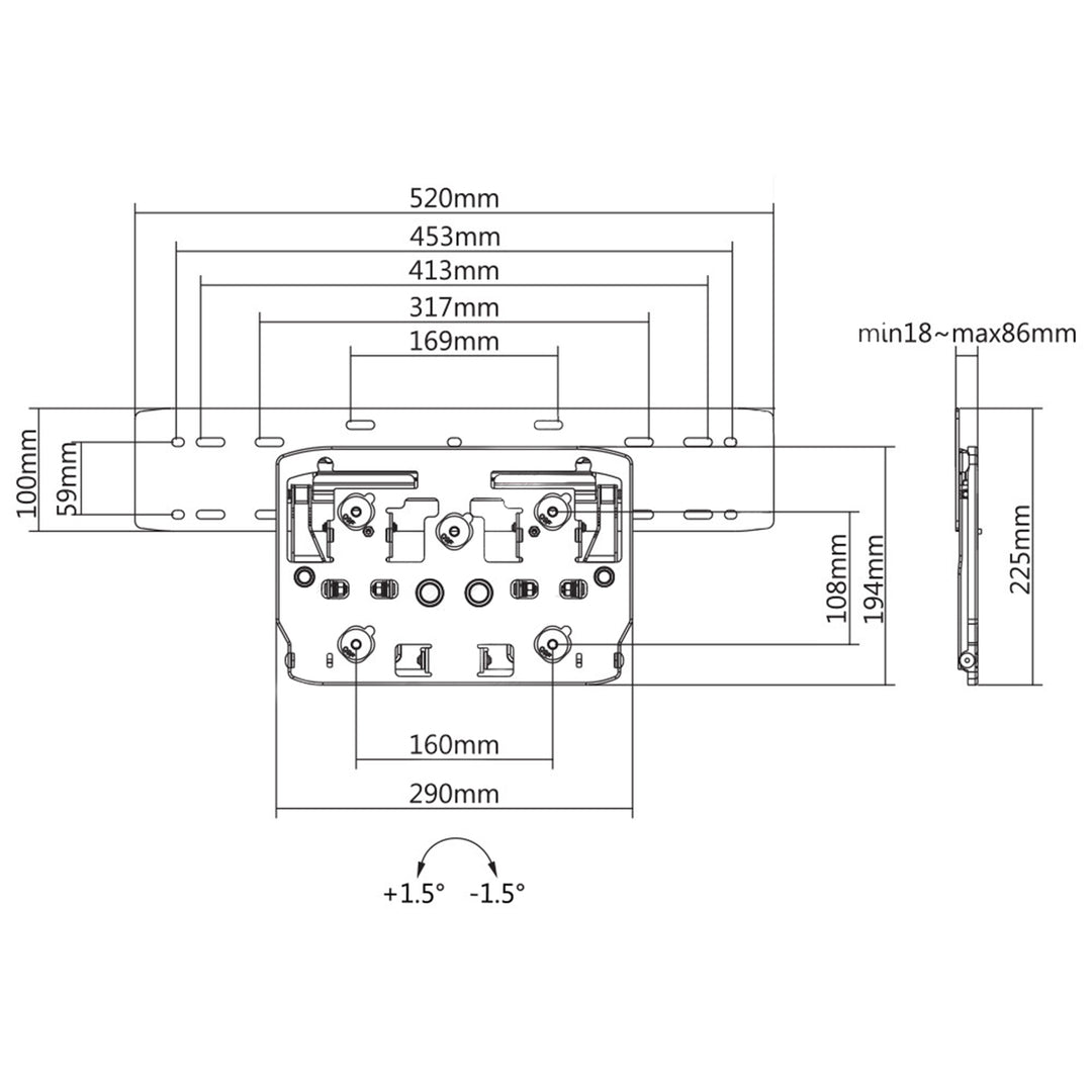 Maclean MC-837 Supporto da parete QLED TV Micro-Gap per Samsung Q7 / Q8 / Q9 / Q7FN / Q9FN da 75 "a 50 kg Ultra sottile