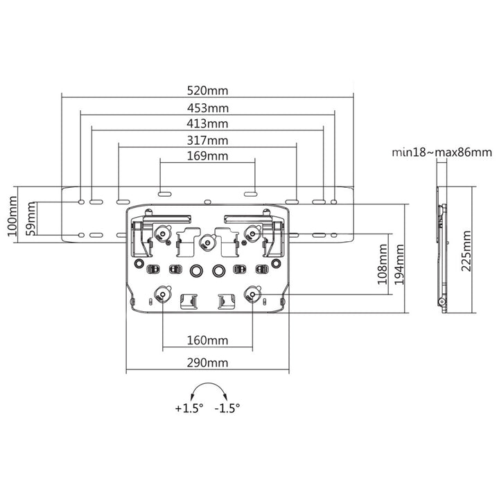 Maclean MC-837 Supporto da parete QLED TV Micro-Gap per Samsung Q7 / Q8 / Q9 / Q7FN / Q9FN da 75 "a 50 kg Ultra sottile