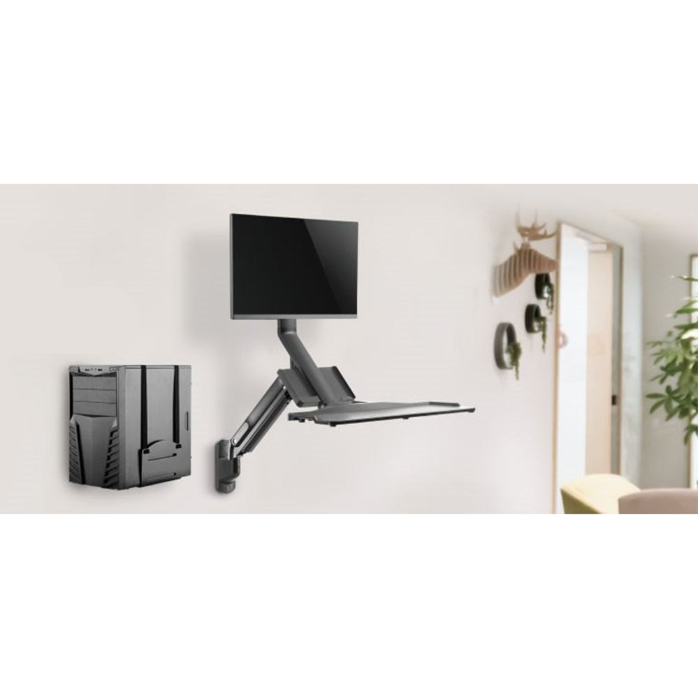 Supporto da parete per monitor e tastiera Maclean MC-838 con molla a gas e supporto per computer / CPU 17 "-32" 9 kg