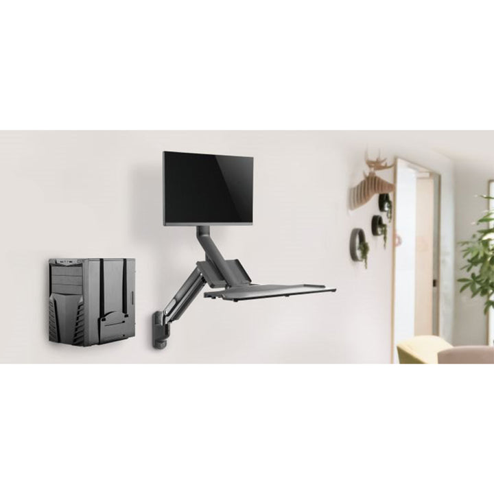 Supporto da parete per monitor e tastiera Maclean MC-838 con molla a gas e supporto per computer / CPU 17 "-32" 9 kg