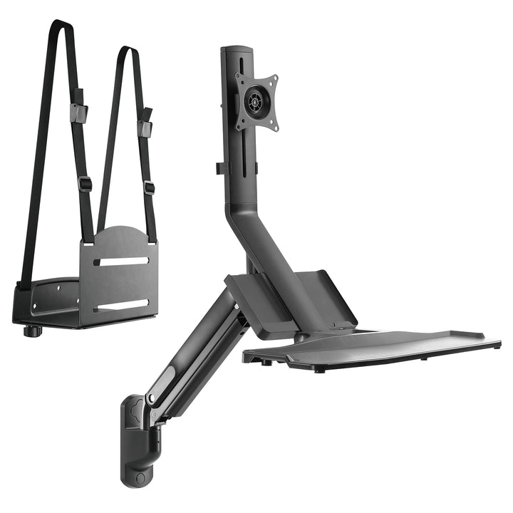 Supporto da parete per monitor e tastiera Maclean MC-838 con molla a gas e supporto per computer / CPU 17 "-32" 9 kg