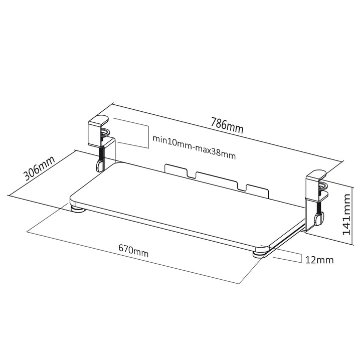 Maclean  MC-839 Supporto Universale per tastiera sotto scrivania, regolabile