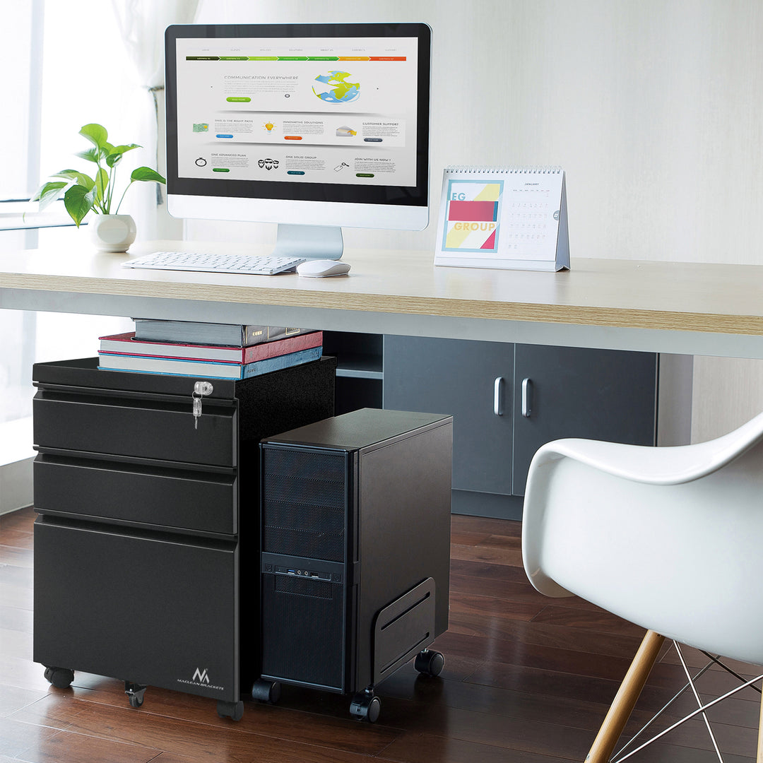 Armadio metallico sottopiano con serratura nera MC-850 su ruote