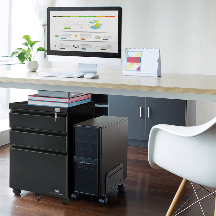 Armadio metallico sottopiano con serratura nera MC-850 su ruote