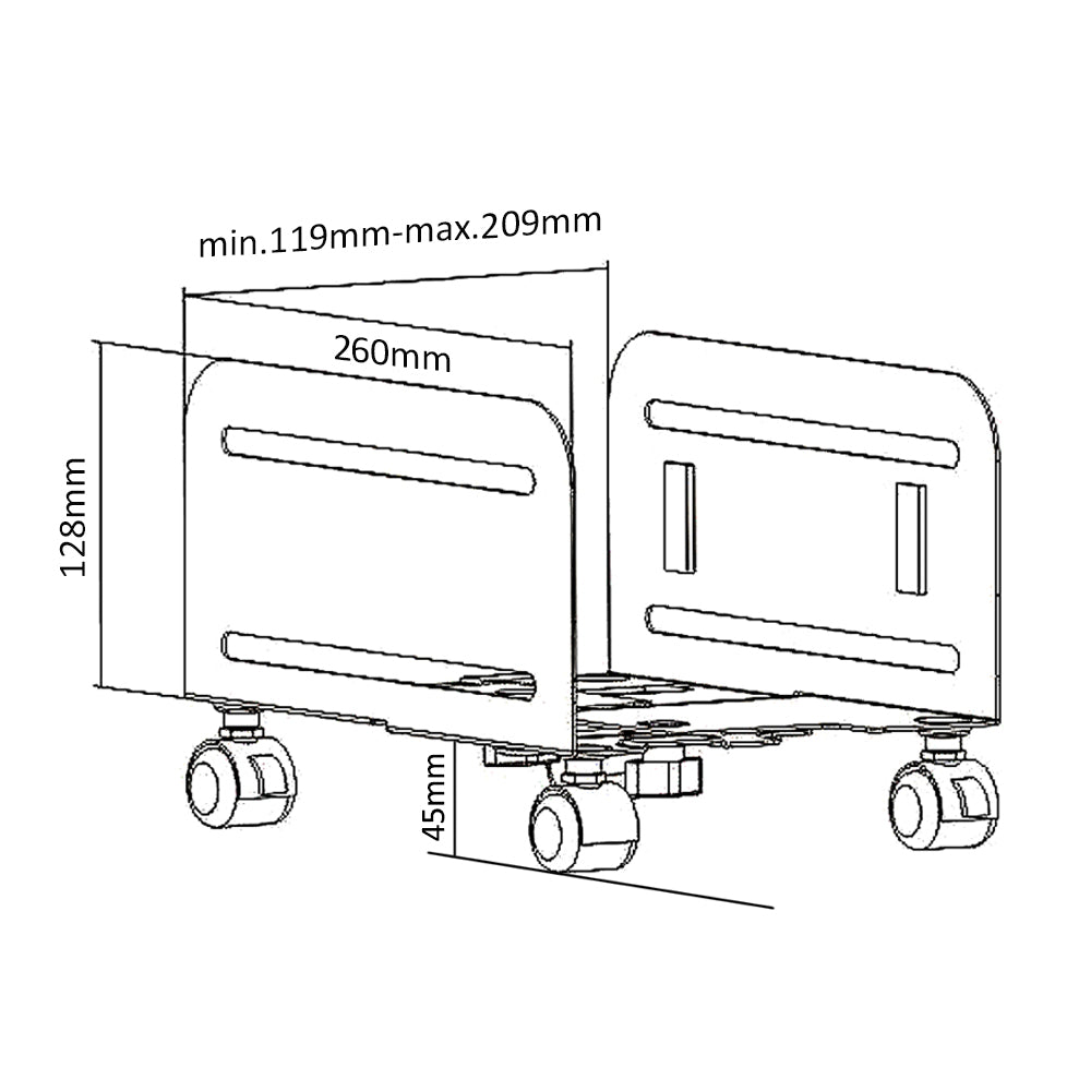 Supporto per carrello per CPU del computer su ruote MC-851 10kg max
