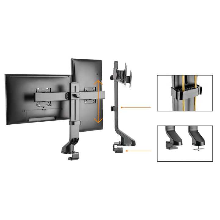 Supporto per due monitor / doppio 17 "-27" 14kg Maclean MC-854 VESA 75x75 100x100 per MC-848 e MC-849