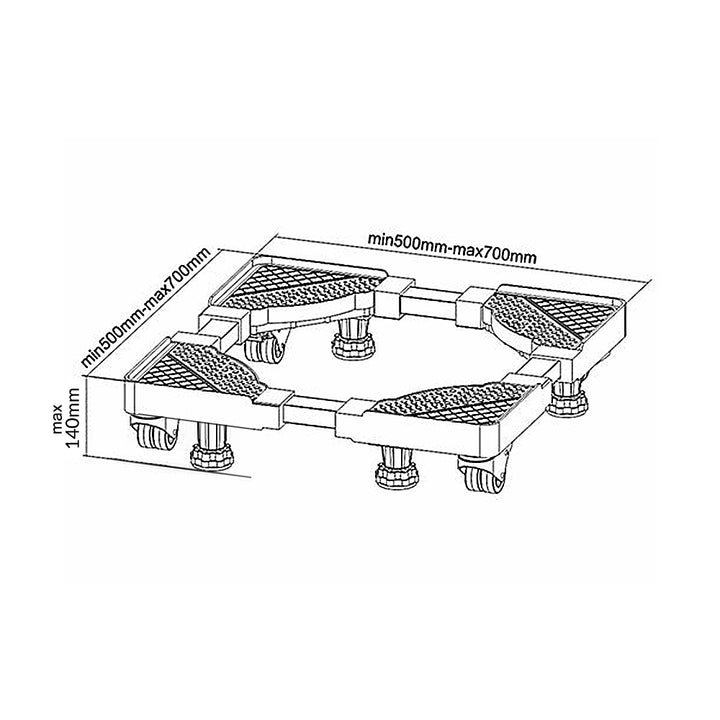 Base mobile universale regolabile per lavatrice Maclean MC-855 250 kg larghezza massima 500-700 mm