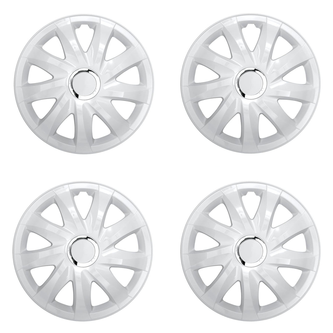 Coprimozzi universali 16" NRM DRIFT laccati bianchi a pressione 4 pezzi