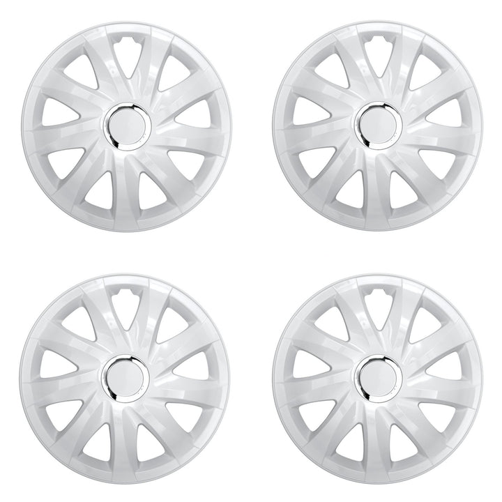 Coprimozzi universali 16" NRM DRIFT laccati bianchi a pressione 4 pezzi