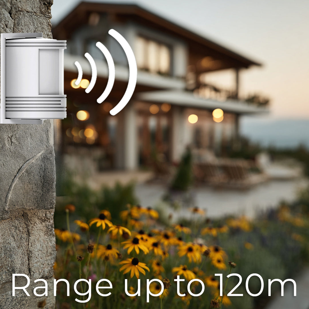 Sirena di ingresso wireless, sensore di movimento 52 GreenBlue GB212 melodie bianche, 230 V, max.8 sensori