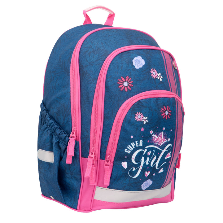 Zaino scuola Hama, schienale sagomato, catarifrangenti, Jeans Girl